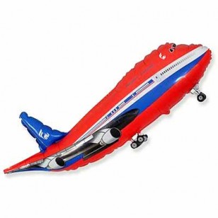 Red Passenger Jet Airplane Supershape Balloon